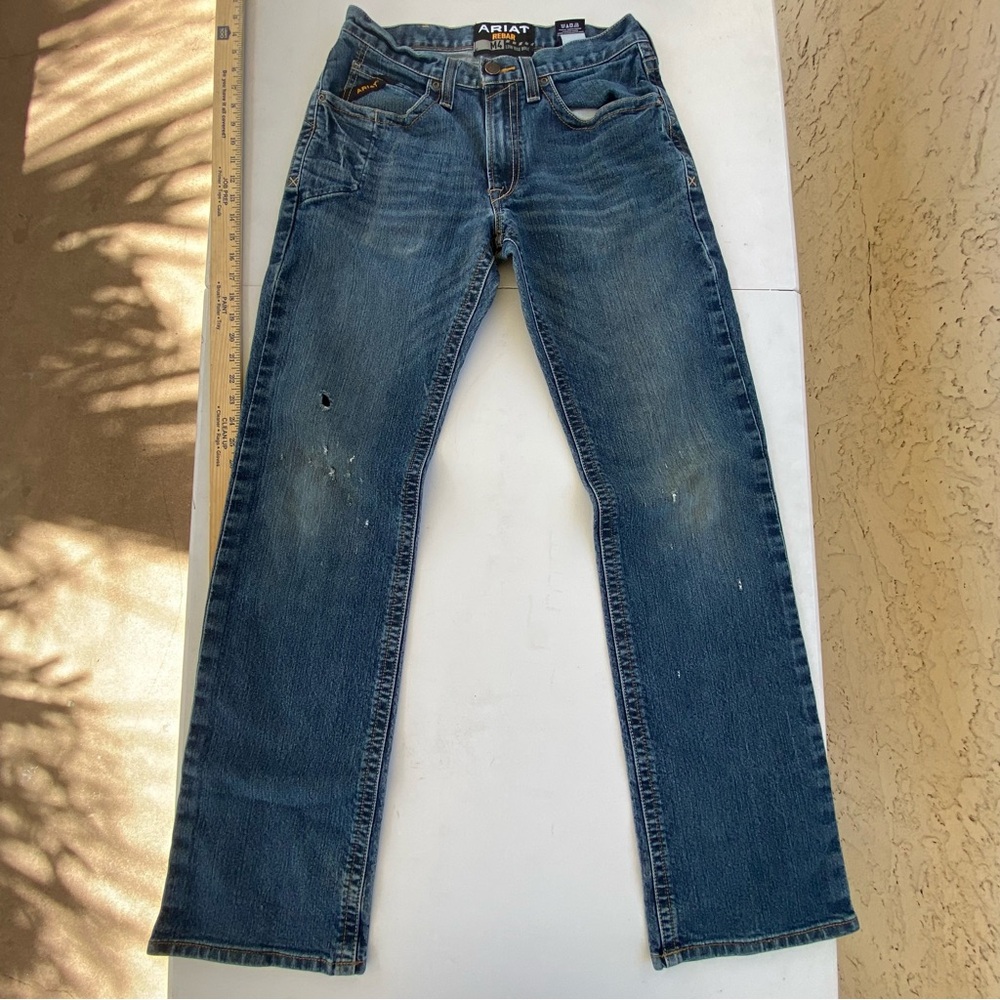 ARIAT REBAR  M4 Relaxed Fit Distressed Jeans Boot SZ 31x36